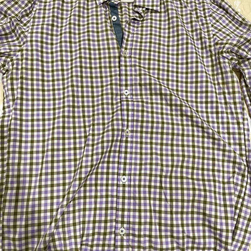 Men's Green and Purple Checkered Shirt
